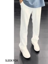 2025新款白色弯刀西装裤秋季舒适透气微喇长裤男士痞帅显瘦西裤潮
